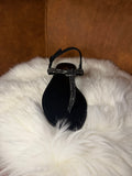 Sandalen met zwarte glitter teenriem