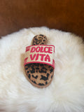 Slipper met luipaard print en rood/roos accent