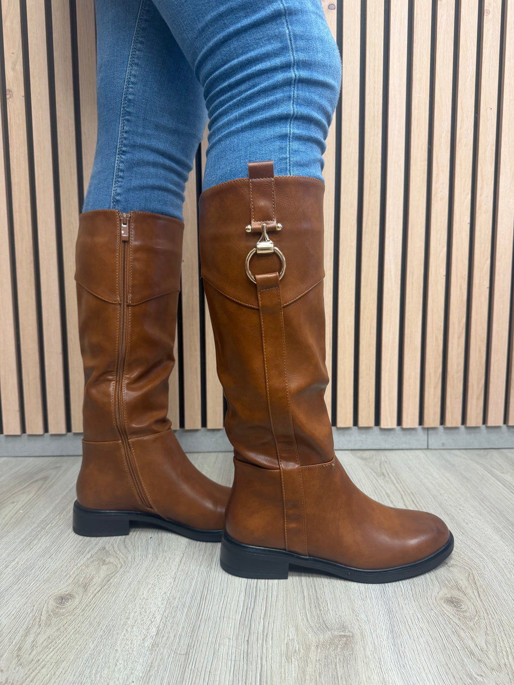 Sienna – Hoge Lederlook Laars Cognac