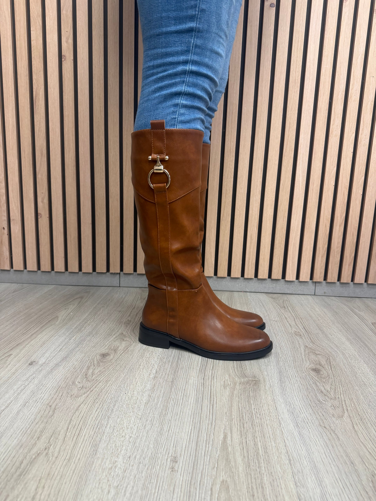 Sienna – Hoge Lederlook Laars Cognac