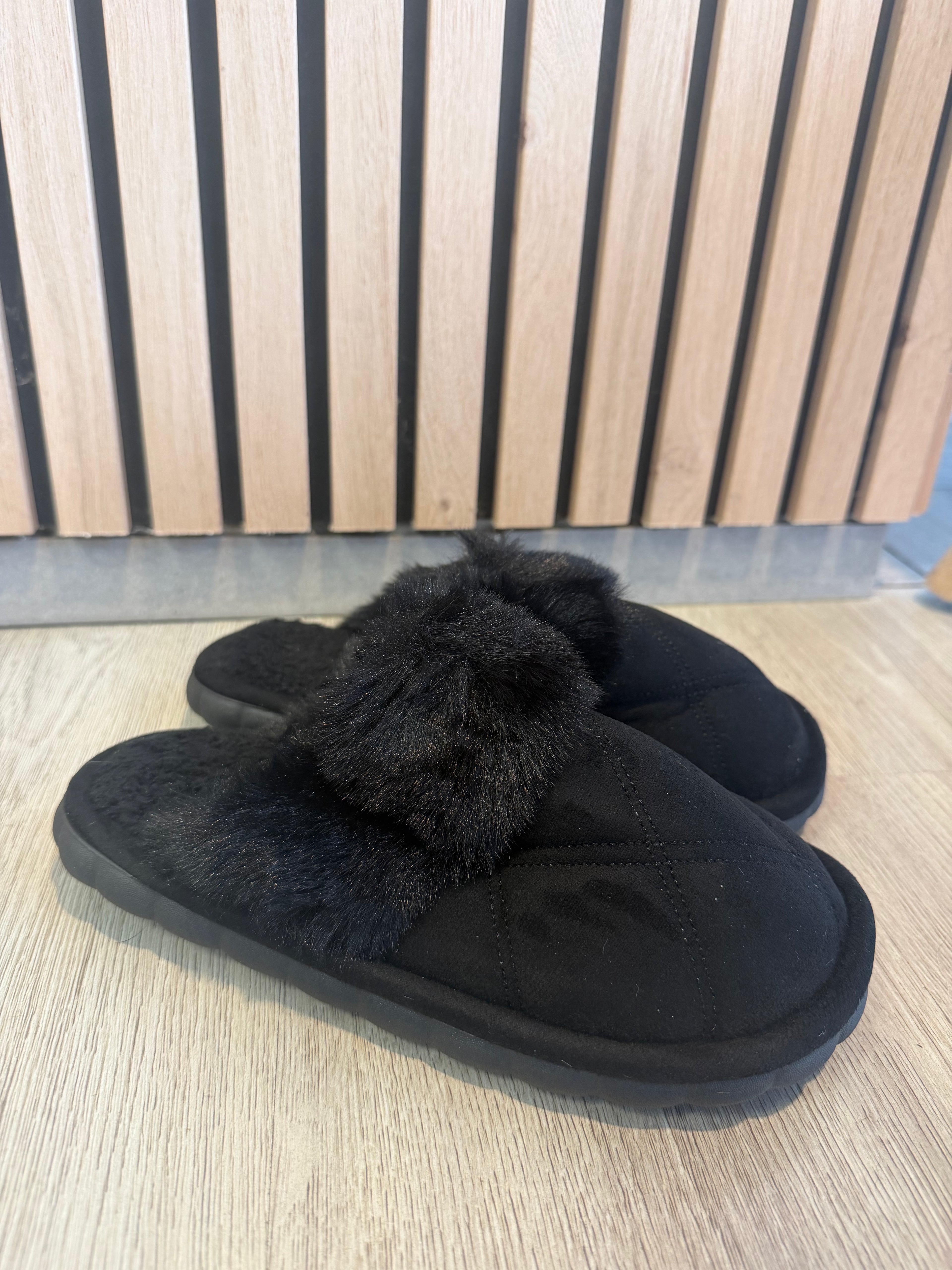 Cozy Teddy slippers zwart