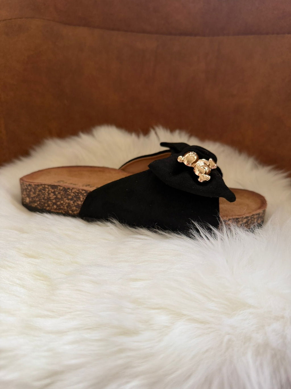 Slipper met beertje zwart