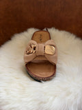 Slipper met beertje taupe